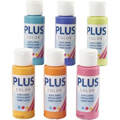 682008-Plus Color Hobbyfärg Colorful 60 ml 6 Flaskor